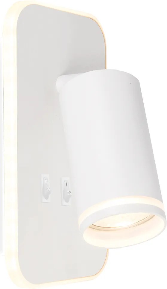 Nástenné svietidlo Pipe Ring, 1x biele kovové tienidlo + 1x LED 6w, w, vypínač