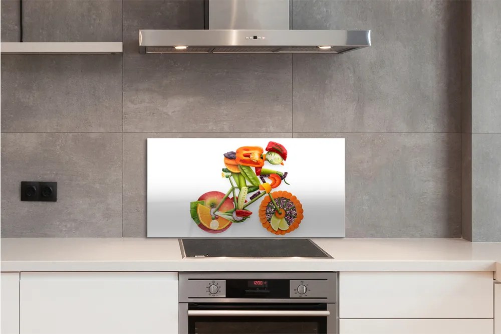Sklenený obklad do kuchyne Muž, usporiadané so zeleninou 125x50 cm