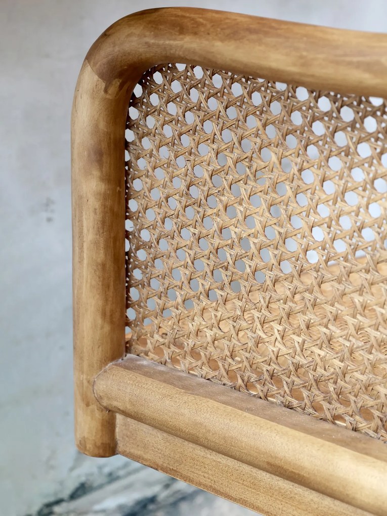 Antik drevená stolička s výpletom a opierkami na kolieskach Old French chair - 62*62*92 cm