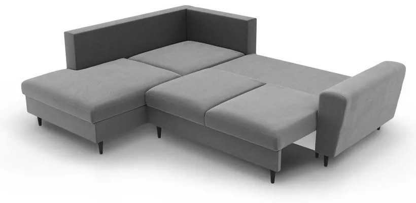 Svetlosivá zamatová rozkladacia/s úložným priestorom rohová pohovka (ľavý roh/do L) Kyoto – Cosmopolitan Design