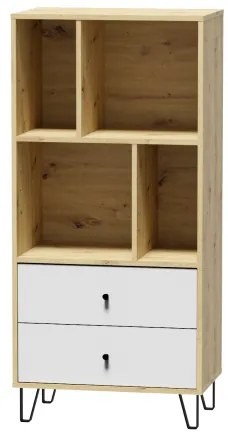 Regál Bonny BL07 (dub artisan + biela matná). Akcia -22%. Vlastná spoľahlivá doprava až k Vám domov. 1048381