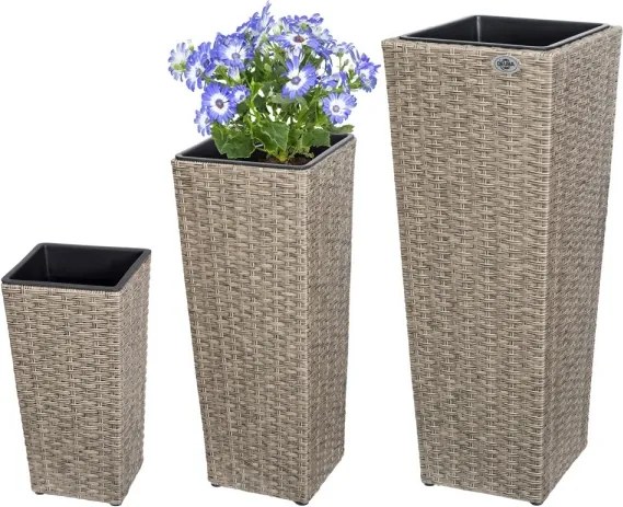 Ratanový kvetináč BEN02 set-3kusy béžová