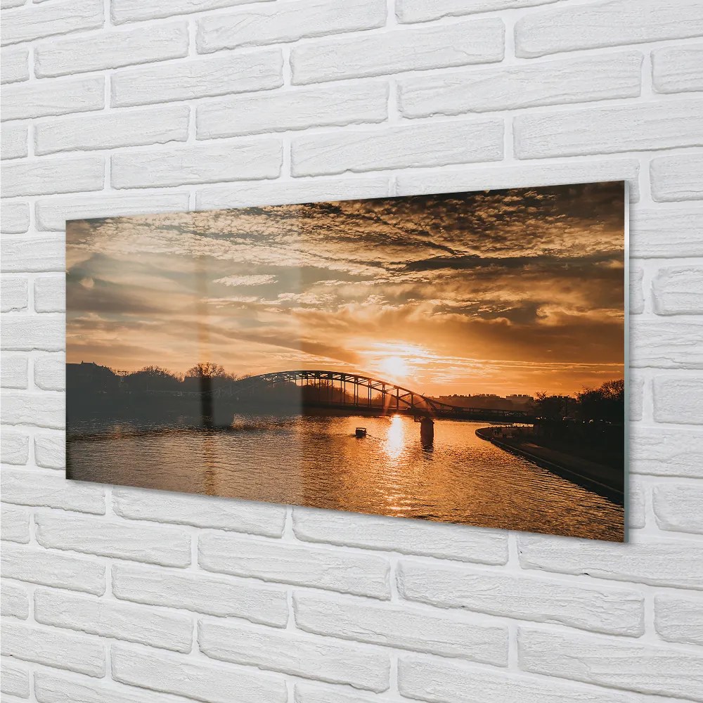 Nástenný panel  Krakow river bridge sunset 100x50 cm