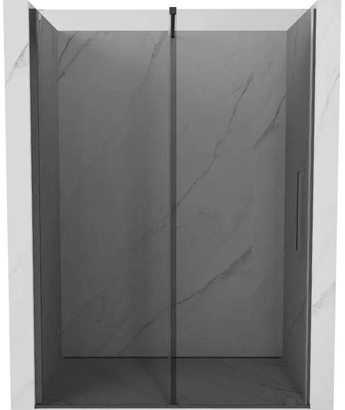Mexen Velar, posuvné sprchové dvere do otvoru 150 cm, 8mm šedé sklo, grafit brúsený, 871-150-000-41-66