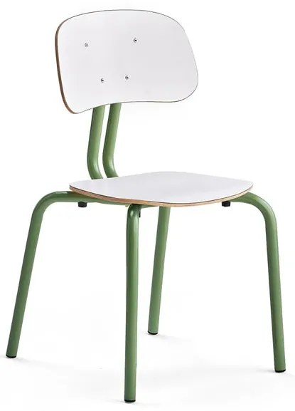 Školská stolička YNGVE, so 4 nohami, zelená, biela, V 460 mm