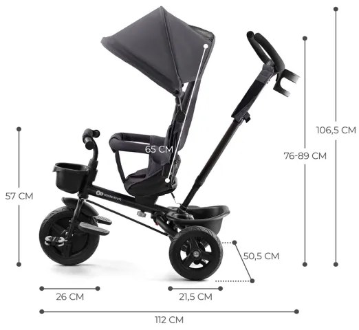 KINDERKRAFT - Detská trojkolka AVEO šedá