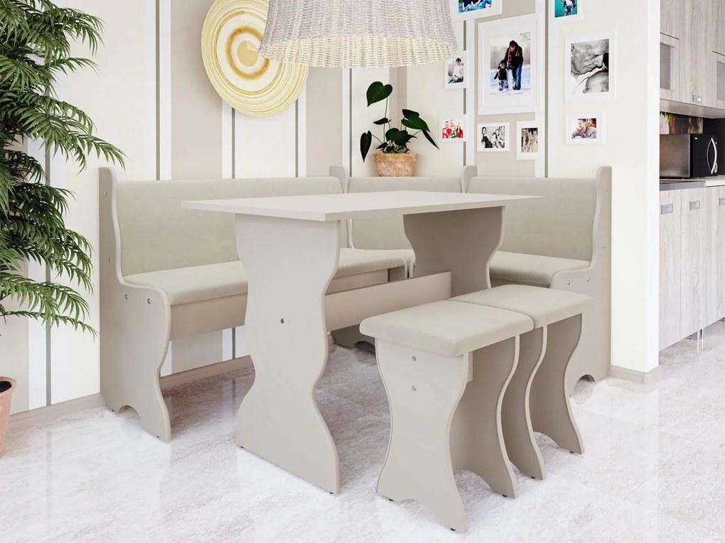 Rohová sedačka do kuchyne + stolík + taburetky Samot, Farby:: dub sonoma + alfa 08