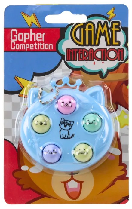 LEAN TOYS Kľúčenka modrá - Mini arkádová hra Wac A Mole Cats