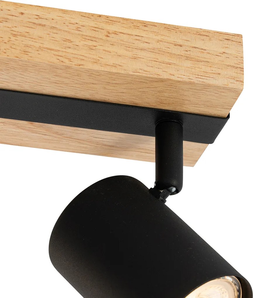 Inteligentný stropný reflektor čierny s drevom 3-svetelný otočný a sklopný vrátane Wifi GU10 50mm - Jeana