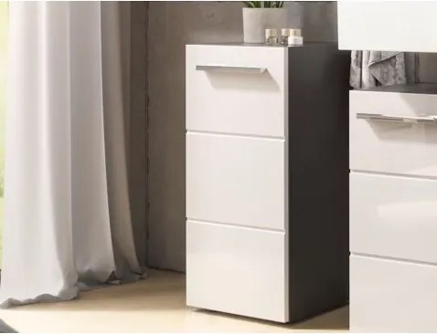 Kúpeľňová stojacia skrinka Gloss, antracit/biely lesk%