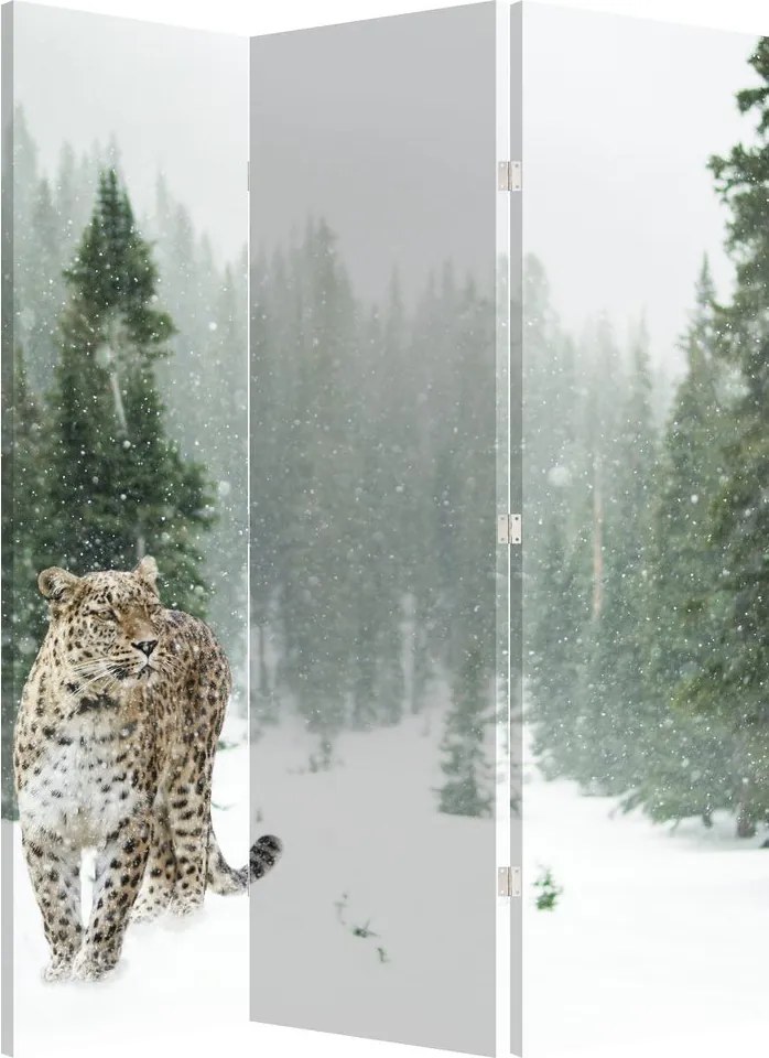 Paraván - Leopard v snehu (126x170 cm)