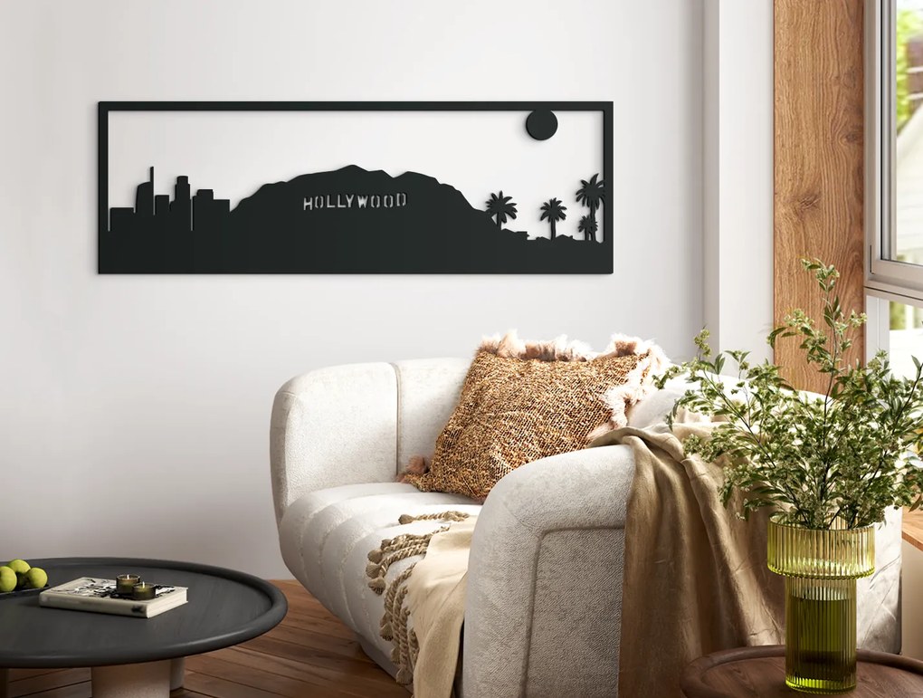 drevko Obraz Los Angeles panoráma Rozmer obrazu: 29,5 x 89 cm, Farba dekorácie: Čierna
