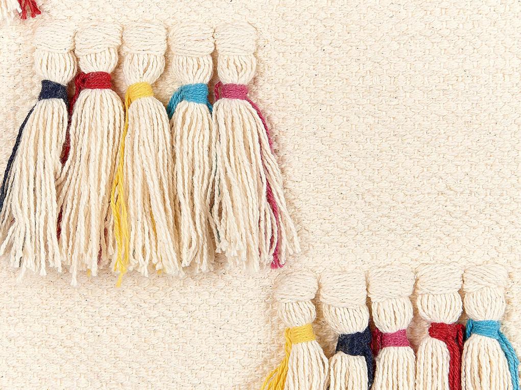Bavlnená nástenná dekorácia so strapcami béžová BUREWALA Beliani