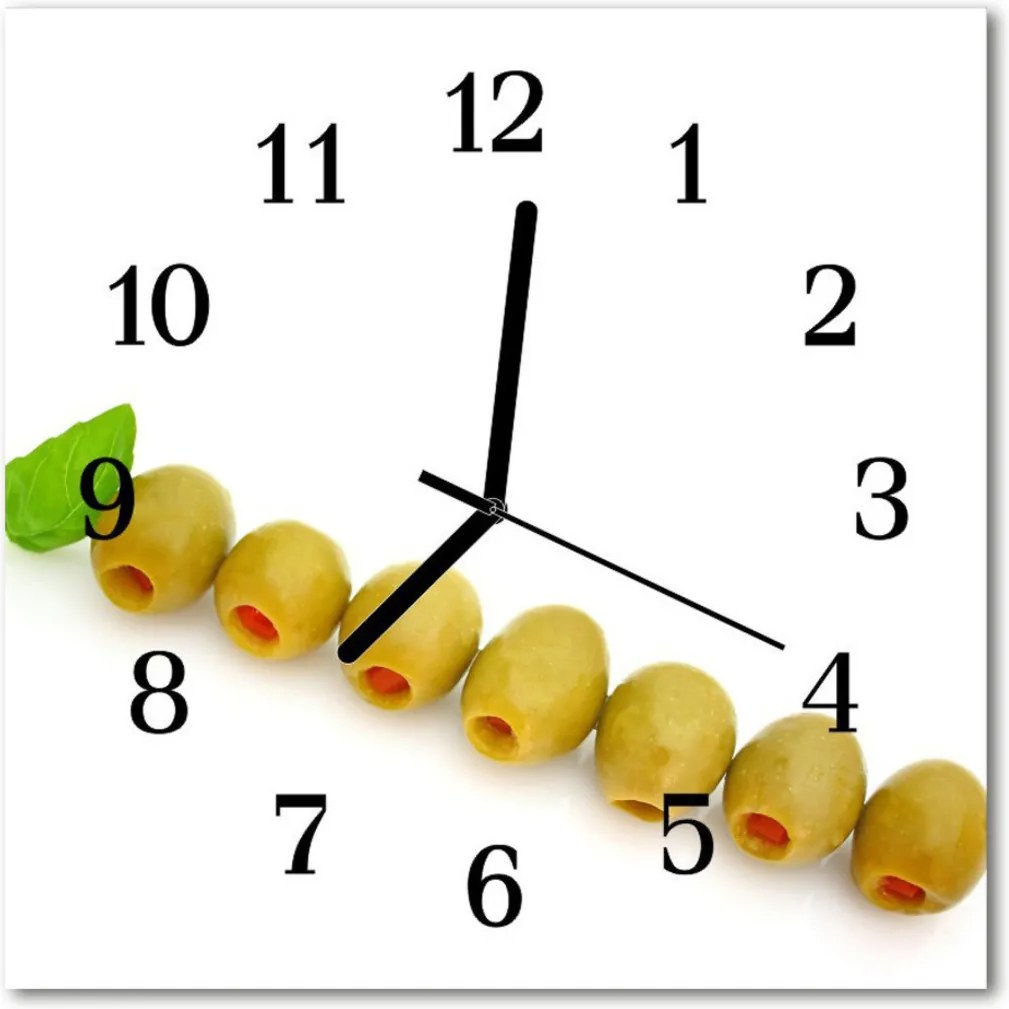 Sklenené hodiny štvorcové  olivy