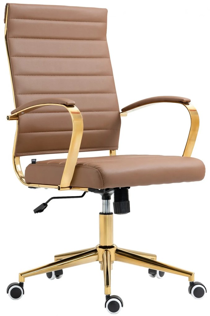Kancelárska stolička Havanna - koženka - Svetlo hnedá