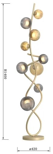 Wofi 3015-904 - LED Stojacia lampa METZ 9xG9/3,5W/230V zlatá/šedá