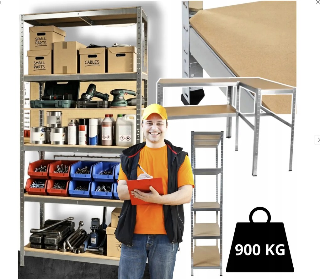 Regál 200x90x40 cm zinkovaný 5-policový, nosnosť 875 kg