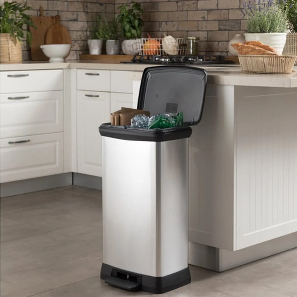 Curver Odpadkový kôš DECO BIN Duo 23 l + 23 l, strieborný