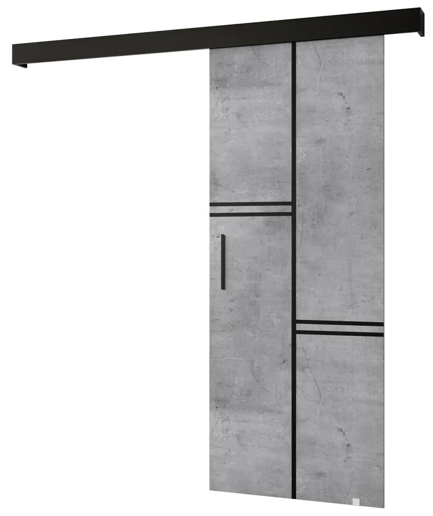 Posuvné dvere 90 cm Sharlene VIII (betón + čierna matná + čierna). Vlastná spoľahlivá doprava až k Vám domov. 1043924