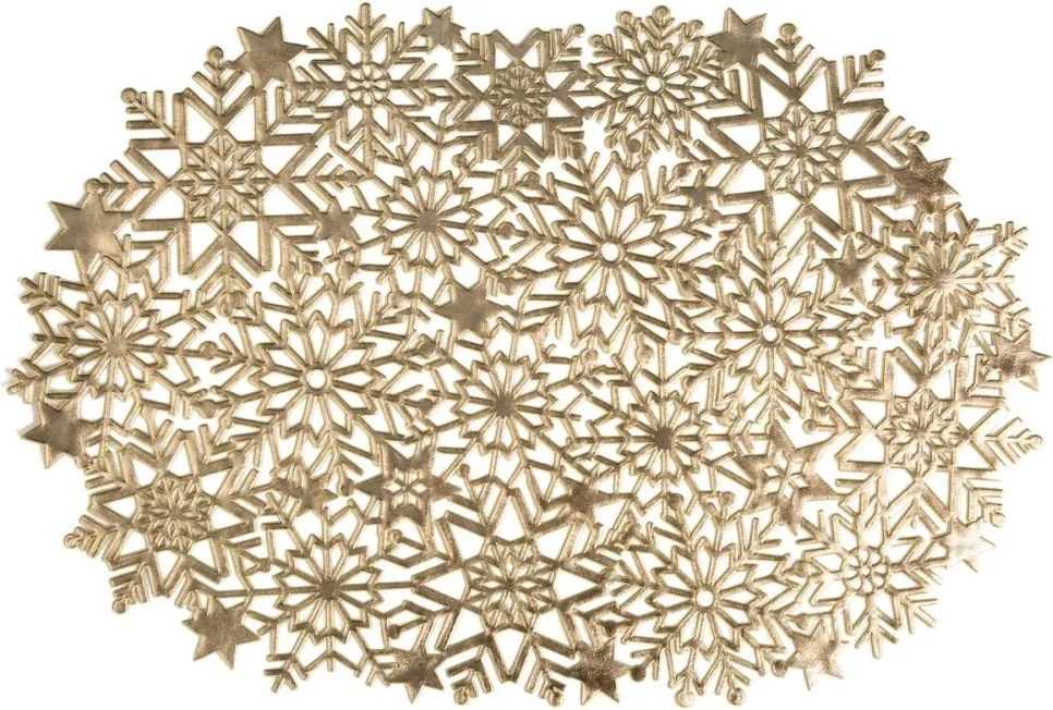 Vianočná podložka zlatá v tvare snehových vločiek – 30 x 45 cm