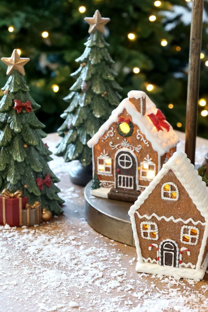 Perníková chalúpka Gingerbread Noël LED - 9,5 * 5 * 12,5 cm / 2xLR44