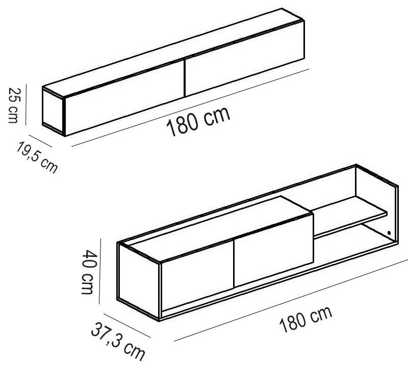 Biela/prírodná TV súprava v dekore exotického dreva 180x40 cm Kale - Kalune Design