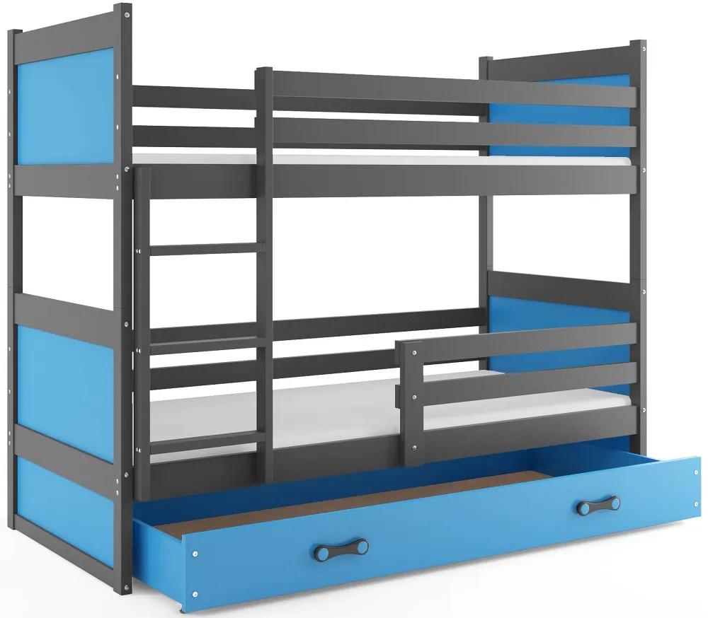 Detská poschodová posteľ RICO | sivá 80 x 190 cm Farba: Modrá