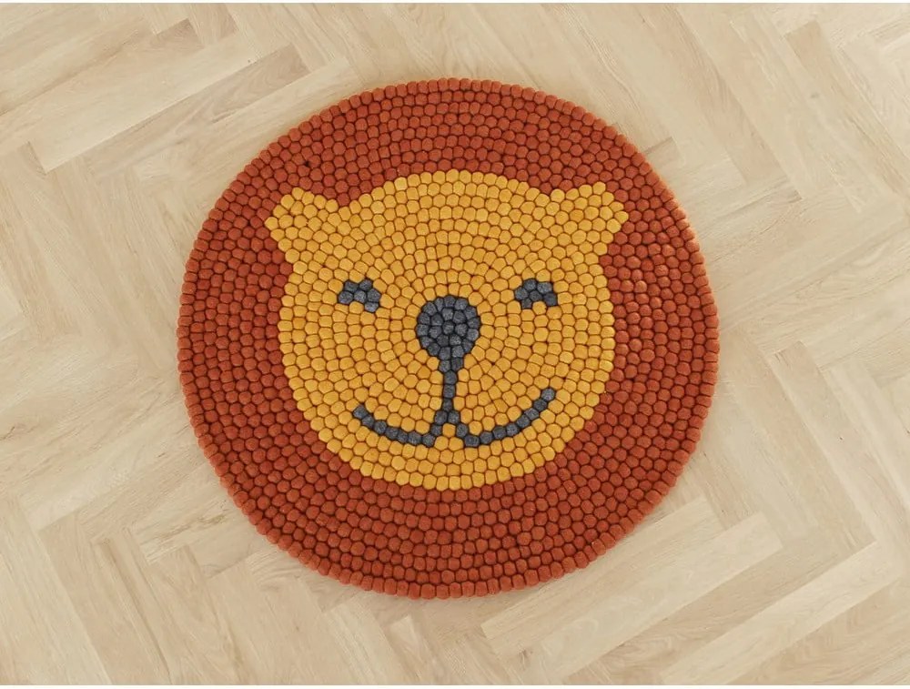 Detský guľôčkový vlnený koberec Wooldot Ball rugs Lion, ⌀ 90 cm
