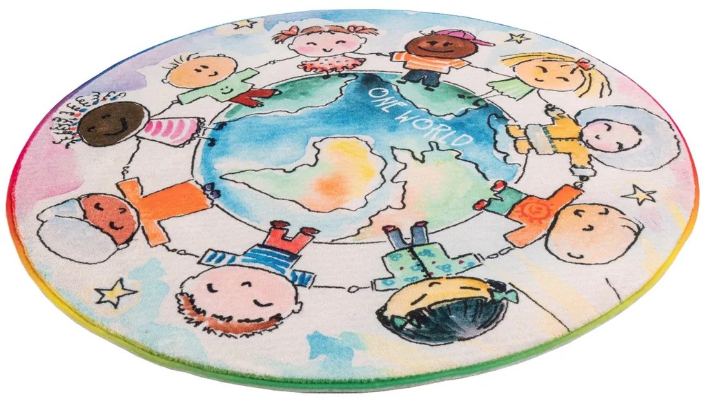 Obsession koberce Detský kusový koberec Juno 477 World Map kruh - 120x120 (priemer) kruh cm