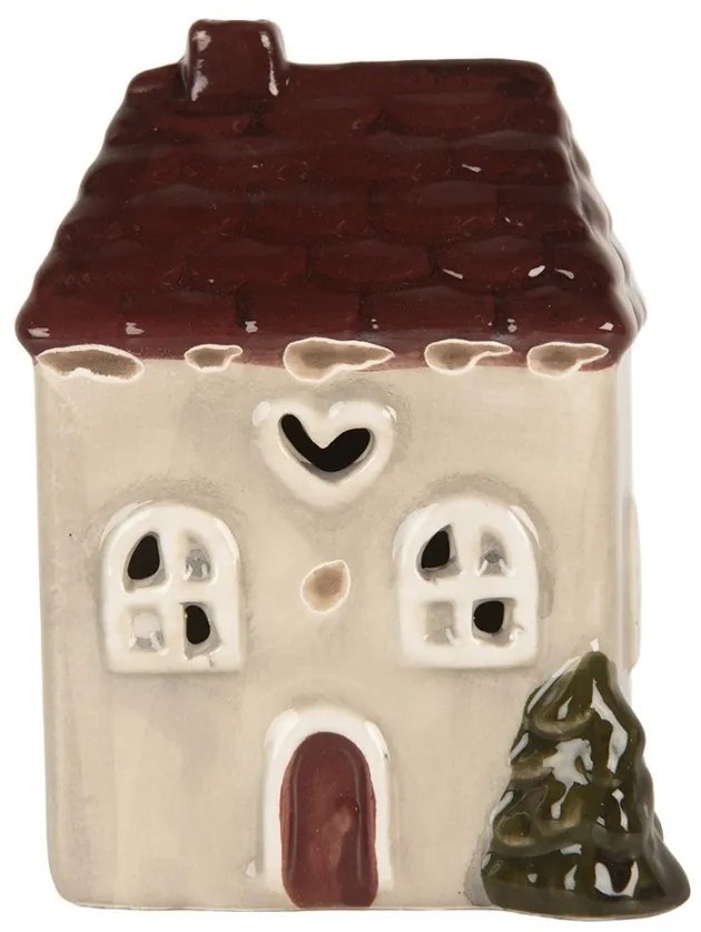 Béžový keramický LED domček Lamont - 7*6*10 cm