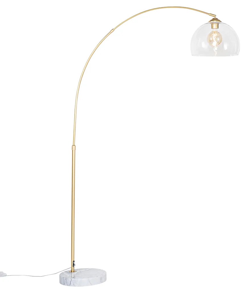 Inteligentná oblúková lampa mosadzná s čírym sklom vrátane WiFi G95 - Arc