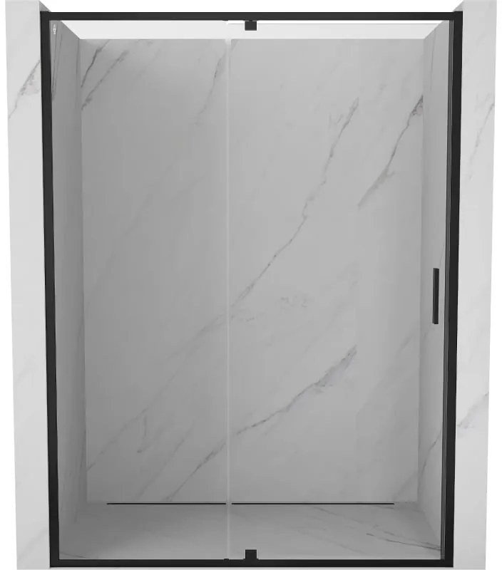 Mexen Exo, 1-krídlové dvere do otvoru 135x200 cm, 6mm číre sklo, čierny profil, 819-135-000-70-00