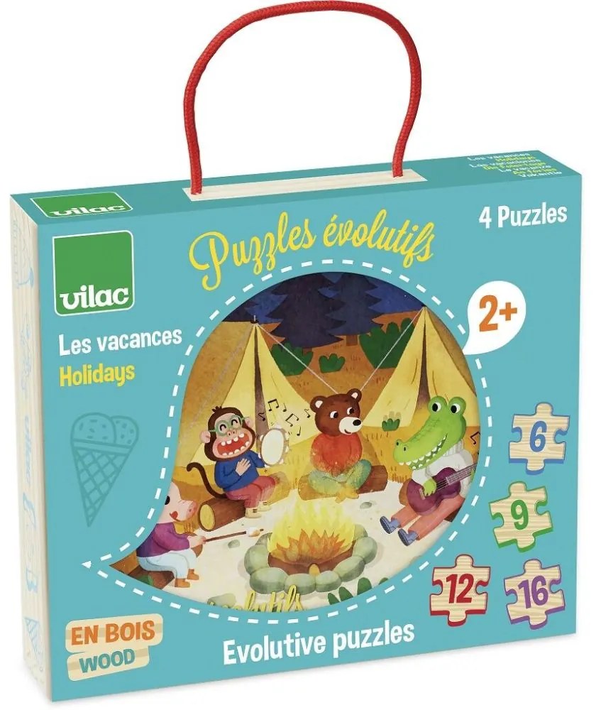 Vilac Drevené puzzle Dobrodružstvo 4v1