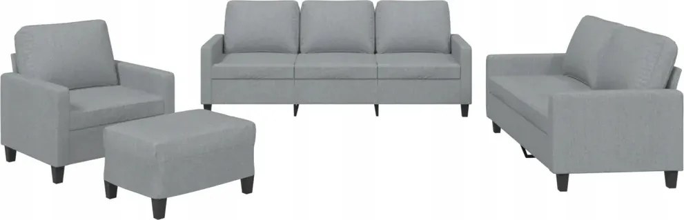 vidaXL 4-dielny sedací komplet, čalúnený látkou, svetlosivý