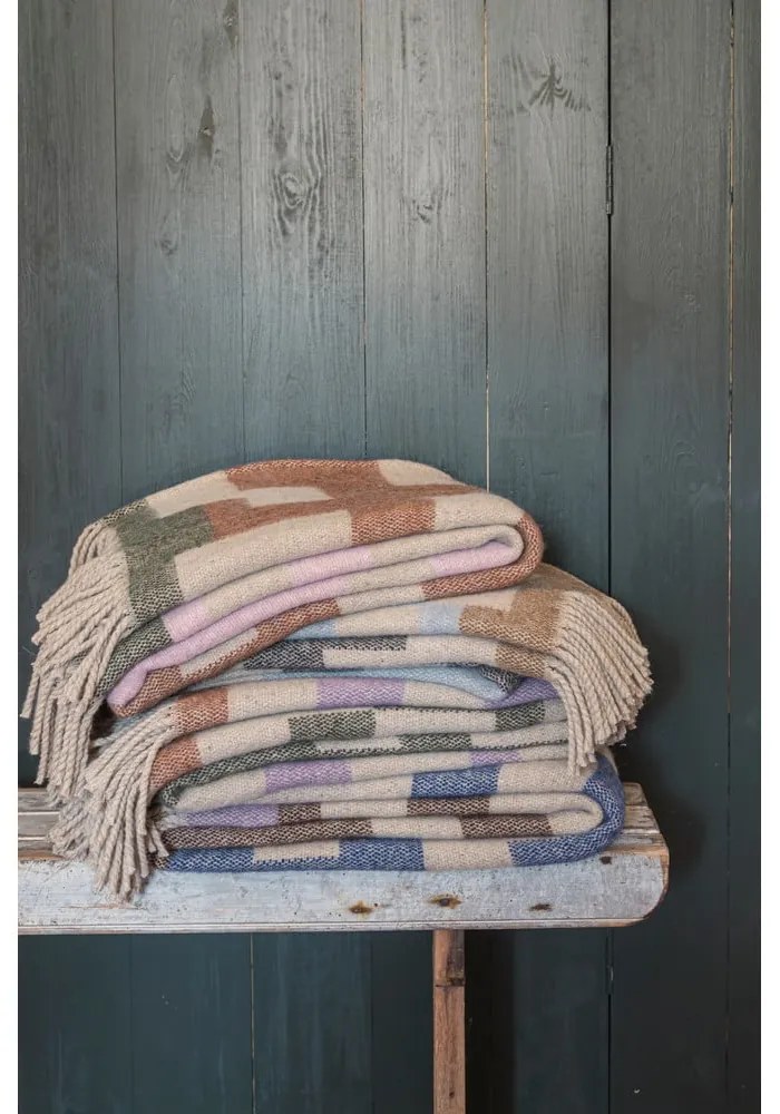 Ružovo-hnedá deka s prímesou vlny 130x190 cm Maze - Mette Ditmer Denmark