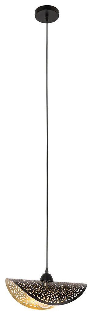 Orientálne závesné svietidlo čierne so zlatom 35 cm - Japke