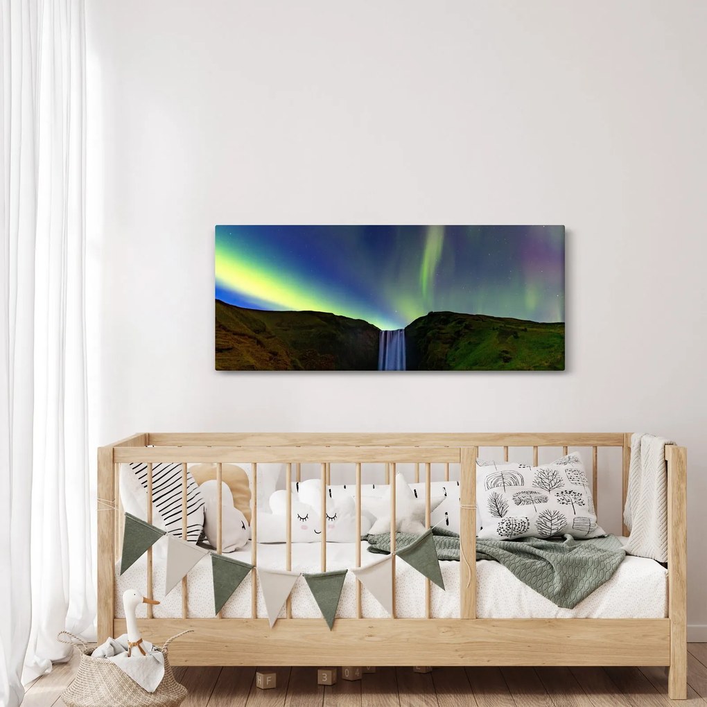 Obraz - Polárna žiara na Islande (120x50 cm)