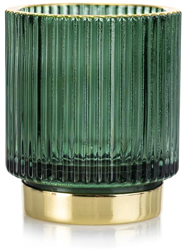 AmeliaHome Svietnik Pompey fľašovo zelený, velikost 7x7x8cm