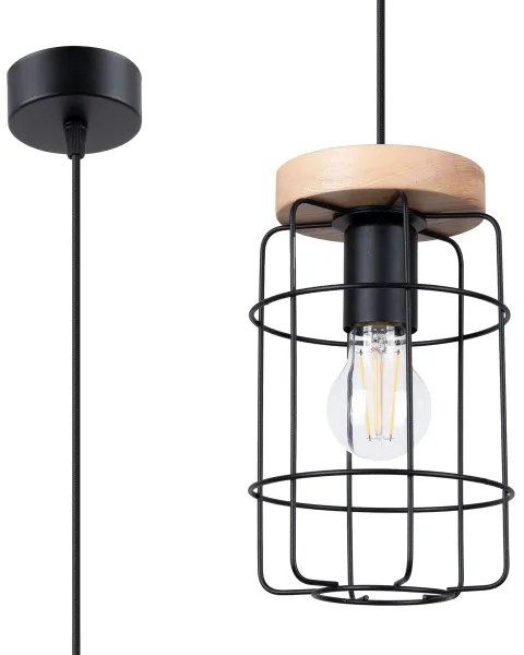 Sollux SL.1263 - Luster na lanku GOTTO 1xE27/15W/230V čierna