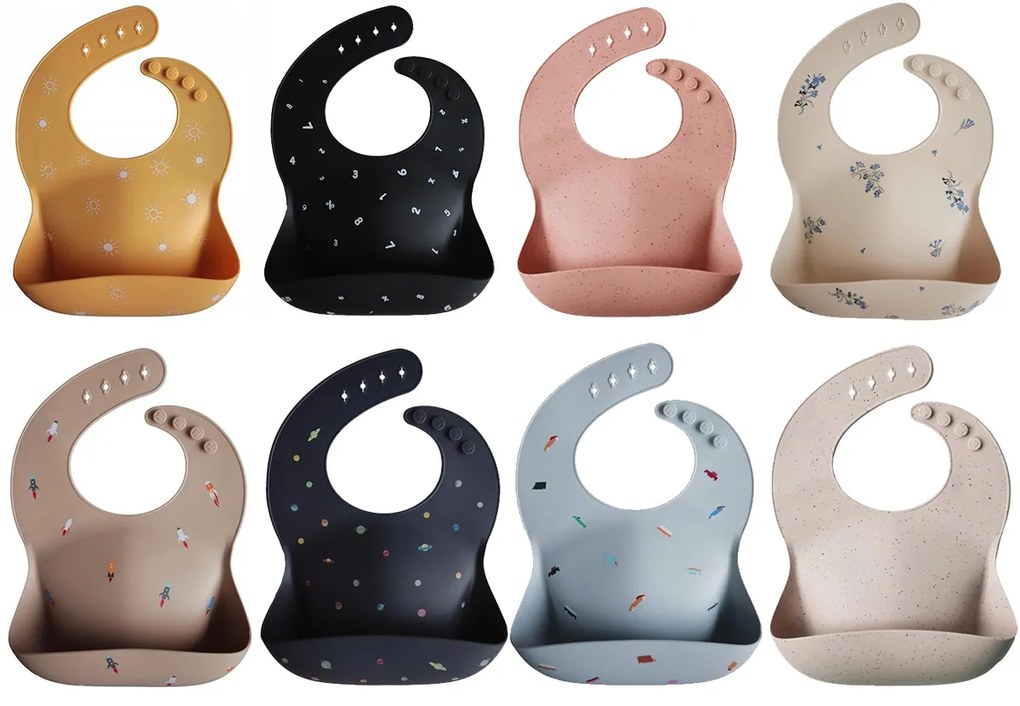 Mushie silikónový podbradník Farba: planets