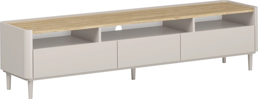 TV stolík Elivo 200 cm na nožičkách - kašmírová / dub olejovaný