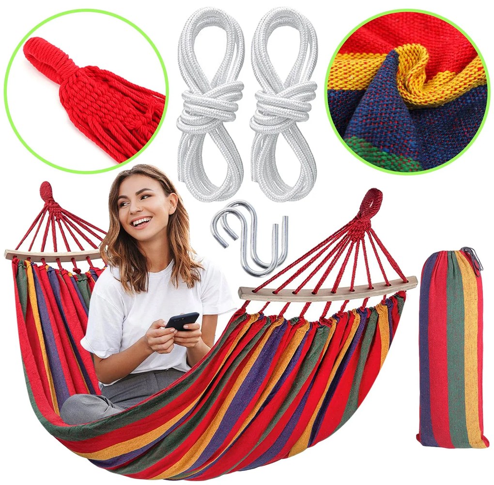 Bluegarden Bluegarden, hojdacia sieť s tyčou 210x100 cm 200kg 400257, viacfarebná, OGR-09031