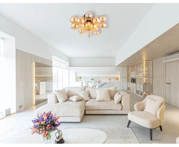 Globo 15633DA - Prisadený luster UDO 3xE14/25W/230V pr. 55 cm zlatá