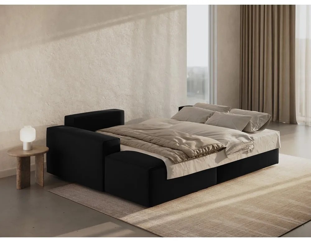 Čierna rozkladacia rohová pohovka (ľavý roh) Jodie – Micadoni Home