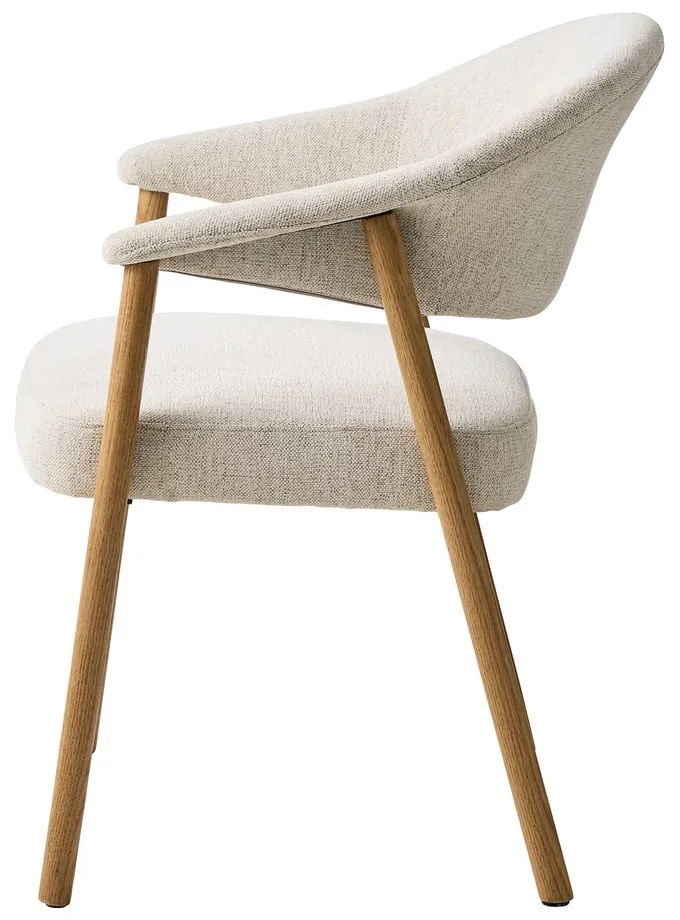 Krémovobiele jedálenské kreslá v súprave s podrúčkami 2 ks z dubového dreva Elk – Unique Furniture