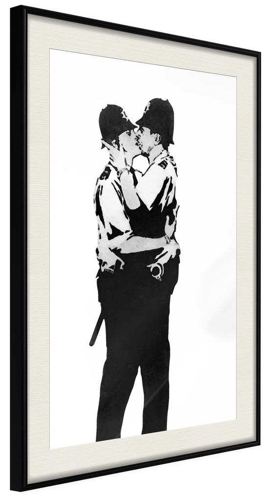 Artgeist Plagát - Kissing Coppers [Poster] Veľkosť: 40x60, Verzia: Čierny rám s passe-partout