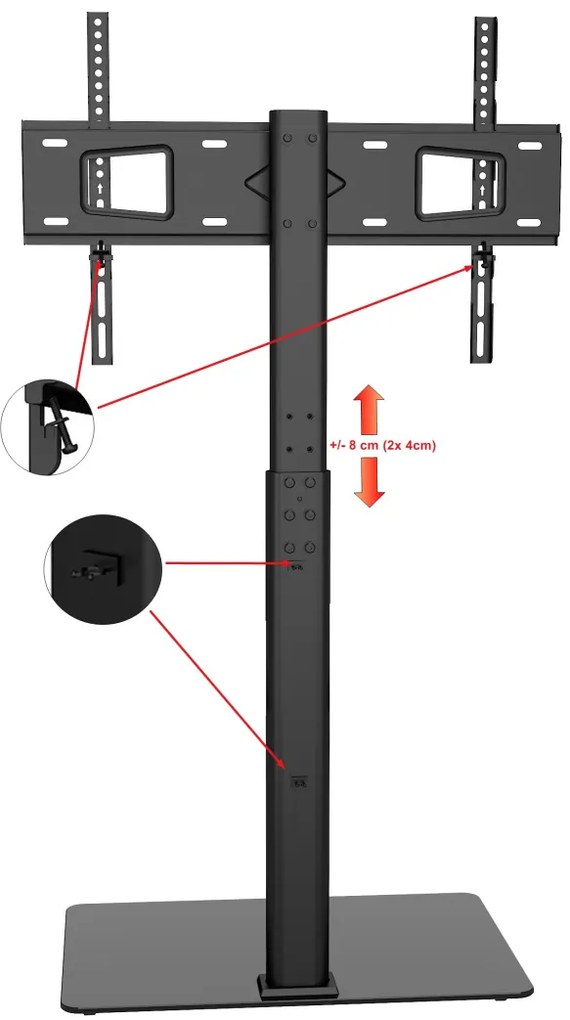 JAKS PODLAHOVÝ STOJAN NA TELEVÍZOR, 26"-65" 40KG KLA20