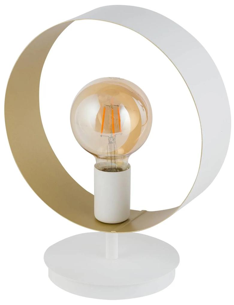 Stolná lampa Hula v kruhovom dizajne, biela/zlatá