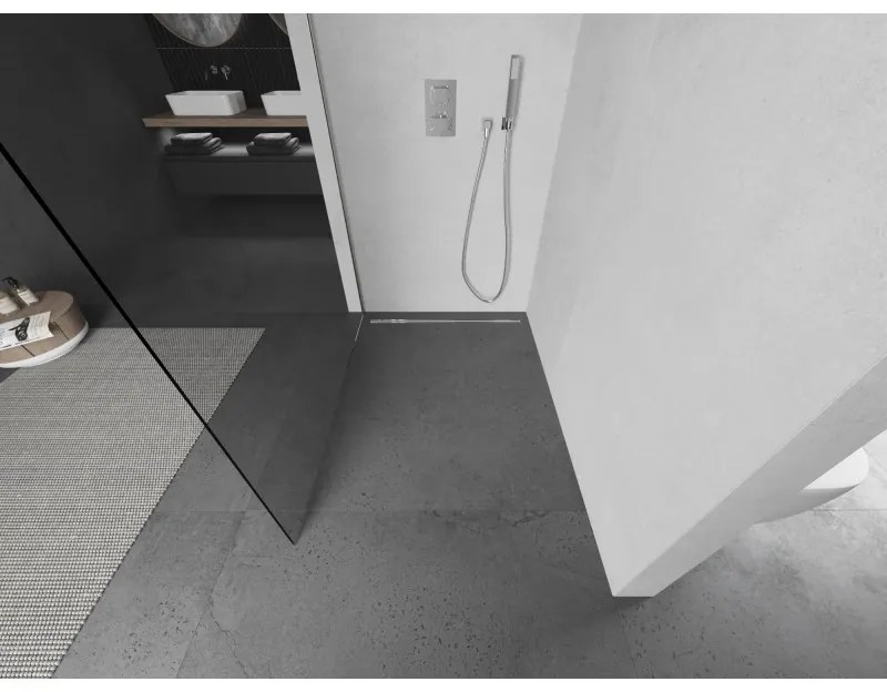 Mexen Kioto L, sprchová zástena Walk-In 55 x 200 cm, 8mm číre sklo, brúsená oceľ profil, 800-055-103-97-00