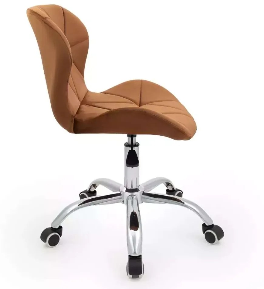 LuxuryForm DESIGN Stolička LIVIO VELUR na striebornej podstave s kolieskami - hnedá